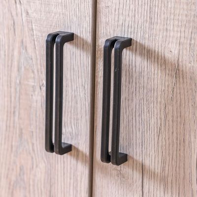 Kirwin 2-Door Wardrobe - Grey Oak/Black - With 2-Year Warranty