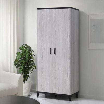 Kirwin 2 Door Wardrobe    -  Grey  Oak / Black