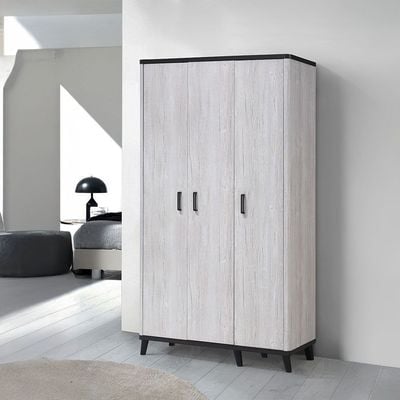 Kirwin 3 Door Wardrobe    -  Grey  Oak / Black