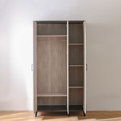 Kirwin 3-Door Wardrobe - Grey Oak/Black - With 2-Year Warranty