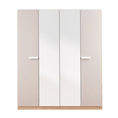 Cardano 4 Door Wardrobe W/ 2 Mirrors - Natural Oak / Champagne