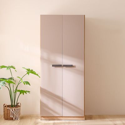 Cardano 2 Door Wardrobe W/ Mirror Inside  - Natural Oak / Champagne