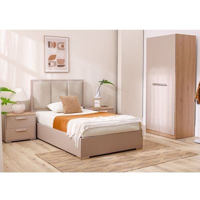 Cardano 2 Door Wardrobe W/ Mirror Inside  - Natural Oak / Champagne