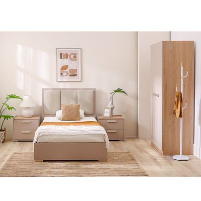 Cardano 2 Door Wardrobe W/ Mirror Inside  - Natural Oak / Champagne