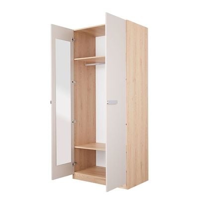 Cardano 2 Door Wardrobe W/ Mirror Inside  - Natural Oak / Champagne