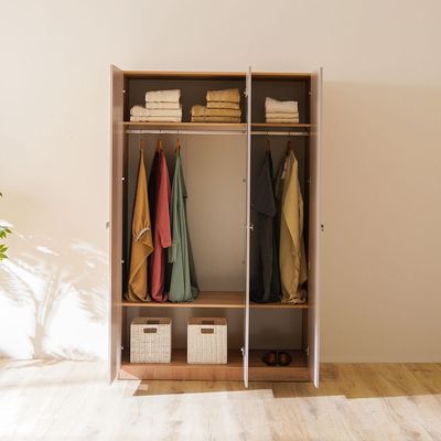 Cardano 3 Door Wardrobe W/ Mirror Inside  - Natural Oak / Champagne