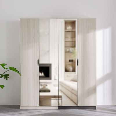 Pletora 4 Door Wardrobe W/ 2 Mirrors - Grey Oak