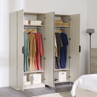 Pletora 4 Door Wardrobe W/ 2 Mirrors - Grey Oak