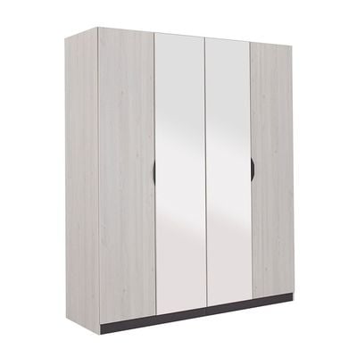 Pletora 4 Door Wardrobe W/ 2 Mirrors - Grey Oak