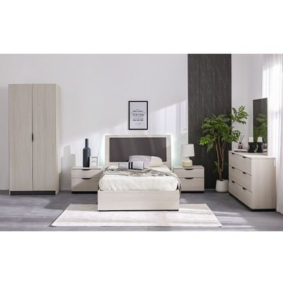 Pletora 2 Door Wardrobe W/ Mirror Inside - Grey Oak