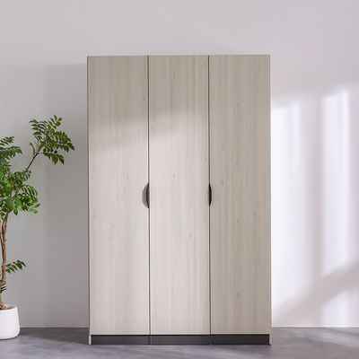 Pletora 3 Door Wardrobe W/ Mirror Inside - Grey Oak