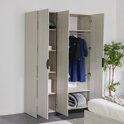 Pletora 3 Door Wardrobe W/ Mirror Inside - Grey Oak