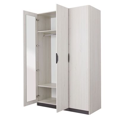 Pletora 3 Door Wardrobe W/ Mirror Inside - Grey Oak