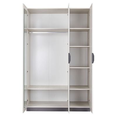 Pletora 3 Door Wardrobe W/ Mirror Inside - Grey Oak