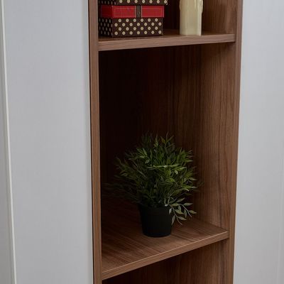 Ren 4 Door Wardrobe + cabinet with open shelves - Natural Walnut/White