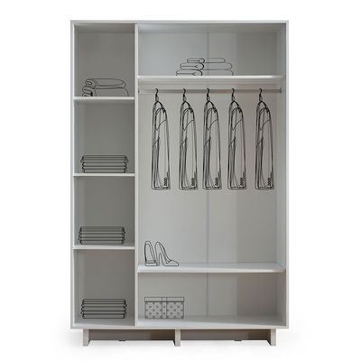 Ren 3-Door Wardrobe - Natural Walnut/White - With 2-Year Warranty