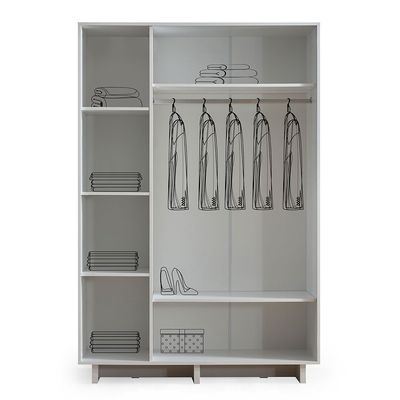 Ren 3 Door Wardrobe - Natural Walnut/White