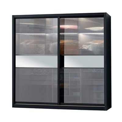 Onda Sliding Door Wardrobe w/ LED - Black 