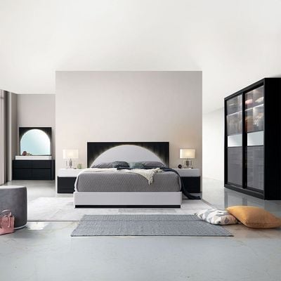 Onda Sliding Door Wardrobe w/ LED - Black 