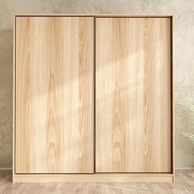 Manila Sliding Door Wardrobe - Light Walnut - With 2-Year Warranty