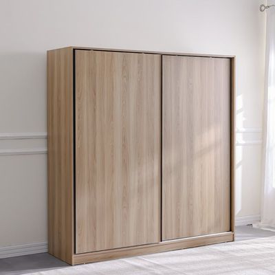 Manila Sliding Door Wardrobe - Light Walnut - With 2-Year Warranty
