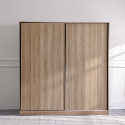Manila Sliding Door Wardrobe - Light Walnut - With 2-Year Warranty