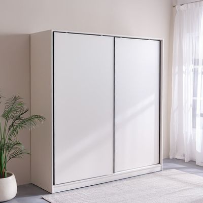 Manila Sliding Door Wardrobe - Cream - With 2-Year Warranty