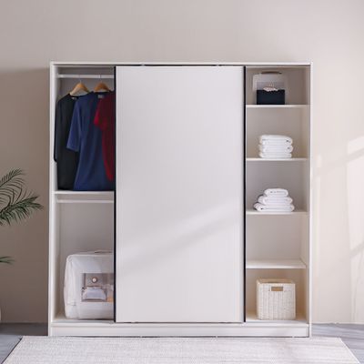 Manila Sliding Door Wardrobe - Cream - With 2-Year Warranty