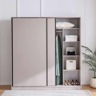 Manila Sliding Door Wardrobe - Taupe Grey - With 2-Year Warranty