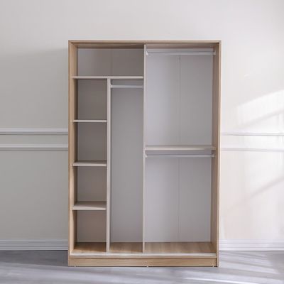Manila Compact Sliding Door Wardrobe - Light Walnut - With 2-Year Warranty