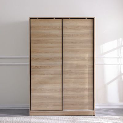Manila Compact Sliding Door Wardrobe - Light Walnut - With 2-Year Warranty