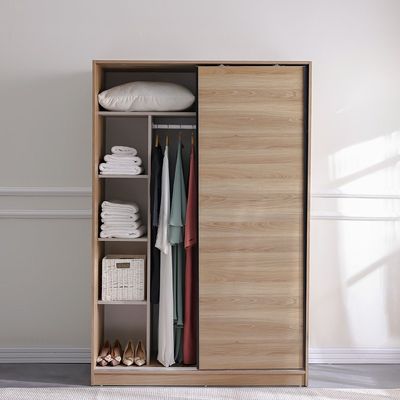 Manila Compact Sliding Door Wardrobe - Light Walnut - With 2-Year Warranty