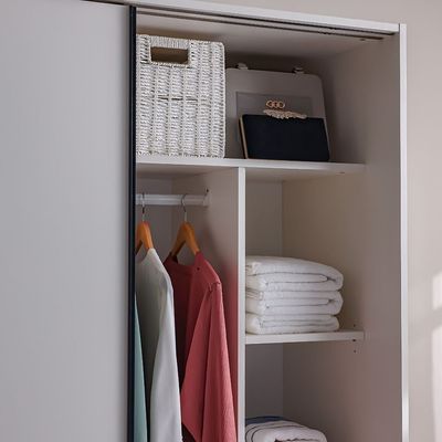 Manila Compact Sliding Door Wardrobe - Cream - With 2-Year Warranty