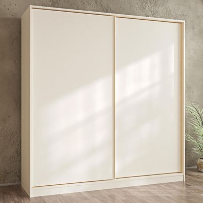 Manila Compact Sliding Door Wardrobe - Cream - With 2-Year Warranty