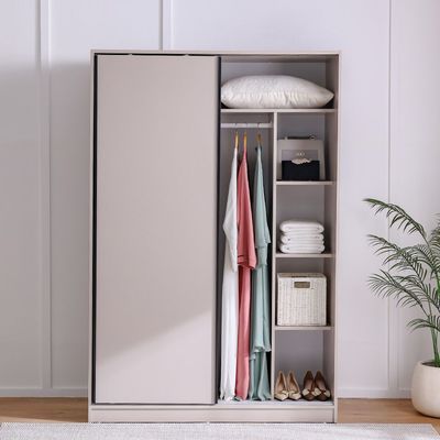 Manila 1.4 M Sliding Door Wardrobe - Taupe Grey - With 2-Year Warranty