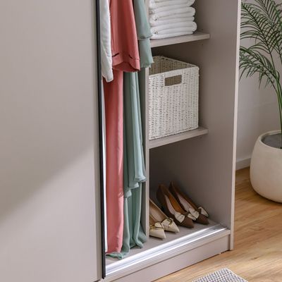Manila 1.4 M Sliding Door Wardrobe - Taupe Grey - With 2-Year Warranty