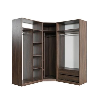 Infinity Corner Wardrobe with Hanger and Shelves - Dark Walnut - With 2-Year Warranty