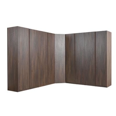 Infinity Corner Wardrobe with Hanger and Shelves - Dark Walnut - With 2-Year Warranty