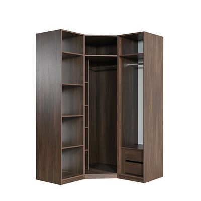 Infinity Corner Wardrobe with Hanger and Shelves - Dark Walnut - With 2-Year Warranty