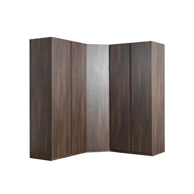 Infinity Corner Wardrobe with Hanger and Shelves - Dark Walnut - With 2-Year Warranty