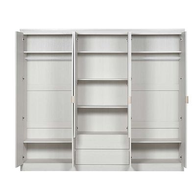 Casablanca 6 Door Wardrobe W/2 Drawers & Mirrors-White Oak