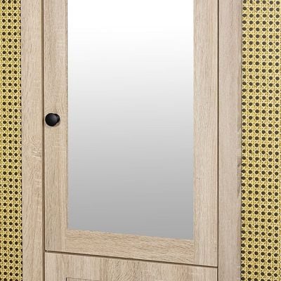 Bali 5 Door Wardrobe W/3 Drawers & Mirror-Light Oak