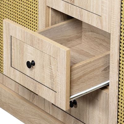 Bali 5 Door Wardrobe W/3 Drawers & Mirror-Light Oak