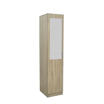 Supreme 1-Door Wardrobe with Mirror - French Sonoma Oak - With 2-Year Warranty