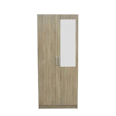 Supreme 2-Door Wardrobe with Mirror - French Sonoma Oak - With 2-Year Warranty