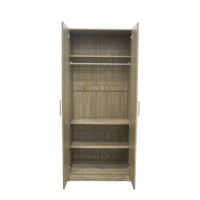 Supreme 2-Door Wardrobe with Mirror - French Sonoma Oak - With 2-Year Warranty