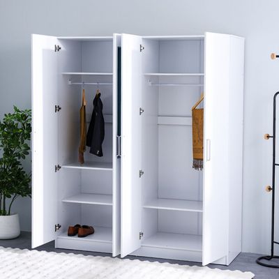 Supreme 4-Door Wardrobe with Mirror - White - With 2-Year Warranty