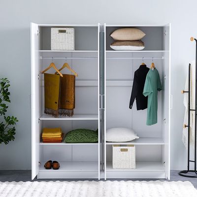 Supreme 4-Door Wardrobe with Mirror - White - With 2-Year Warranty