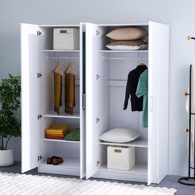 Supreme 4-Door Wardrobe with Mirror - White - With 2-Year Warranty