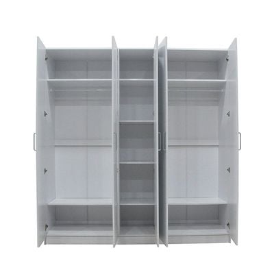 Supreme 5-Door Wardrobe with Mirror - White - With 2-Year Warranty